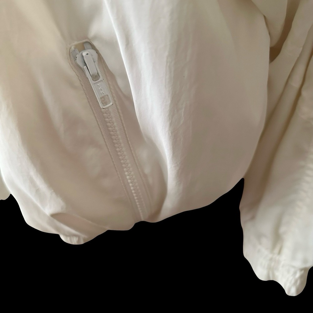 Bally Vtg Full Zip Jacket Windbreaker Womens Sz XL Ivory Soft Cotton Logo Lining - Picture 3 of 14